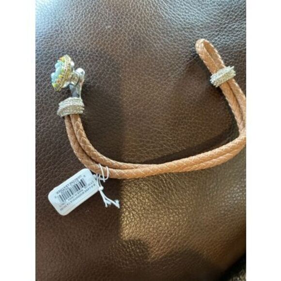 New Brown Braided Slip Knot Bracelet With Multi Stone Clasp - Picture 3 of 5